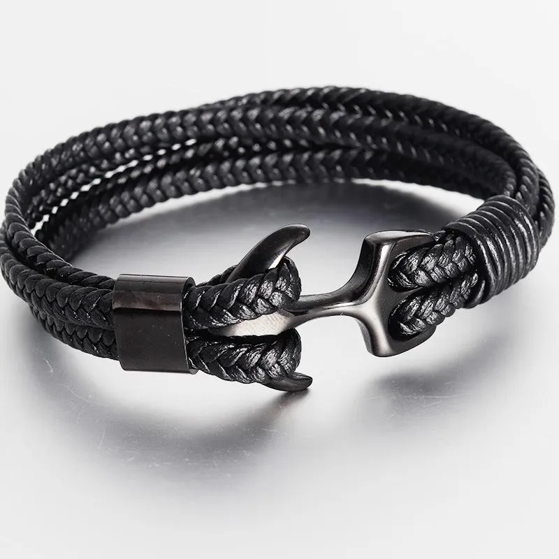 Striking Punk-inspired Leather Bracelet for Men