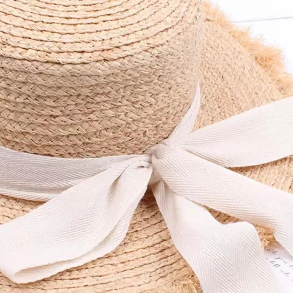 Summer Sun Hat Bow Hat Visor Flat Straw Hats Women's Sunscreen Hat