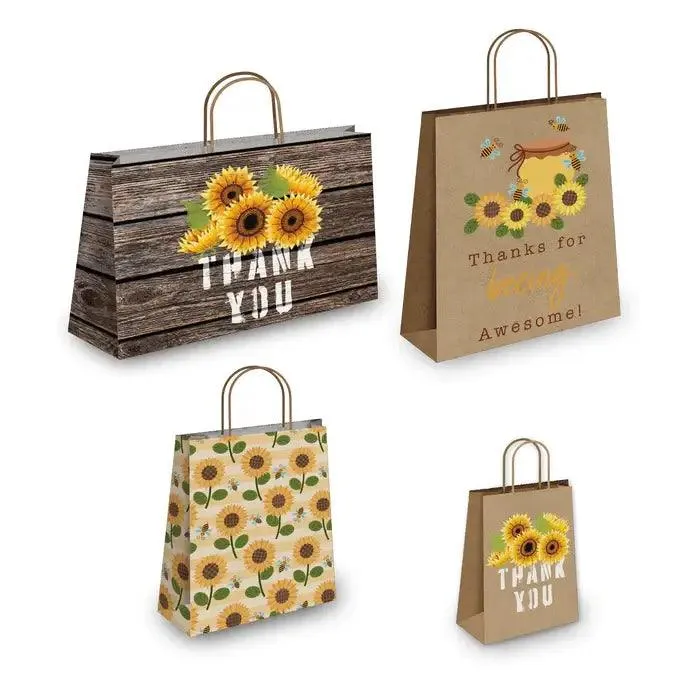 Sunflower Kraft Gift Bags Mixed Size Set