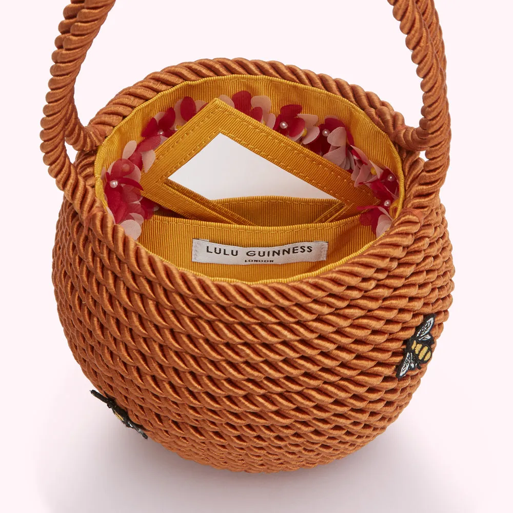 TAN QUEEN BEE BASKET BAG