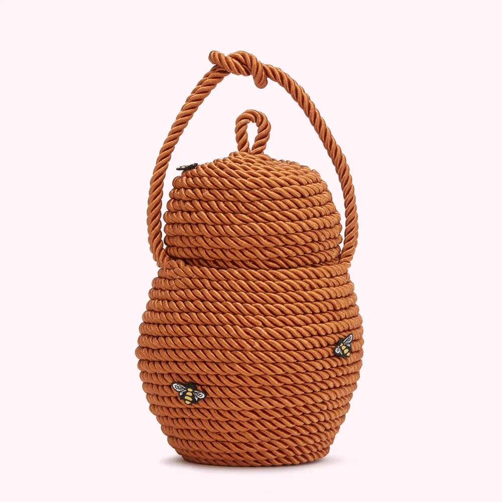 TAN QUEEN BEE BASKET BAG