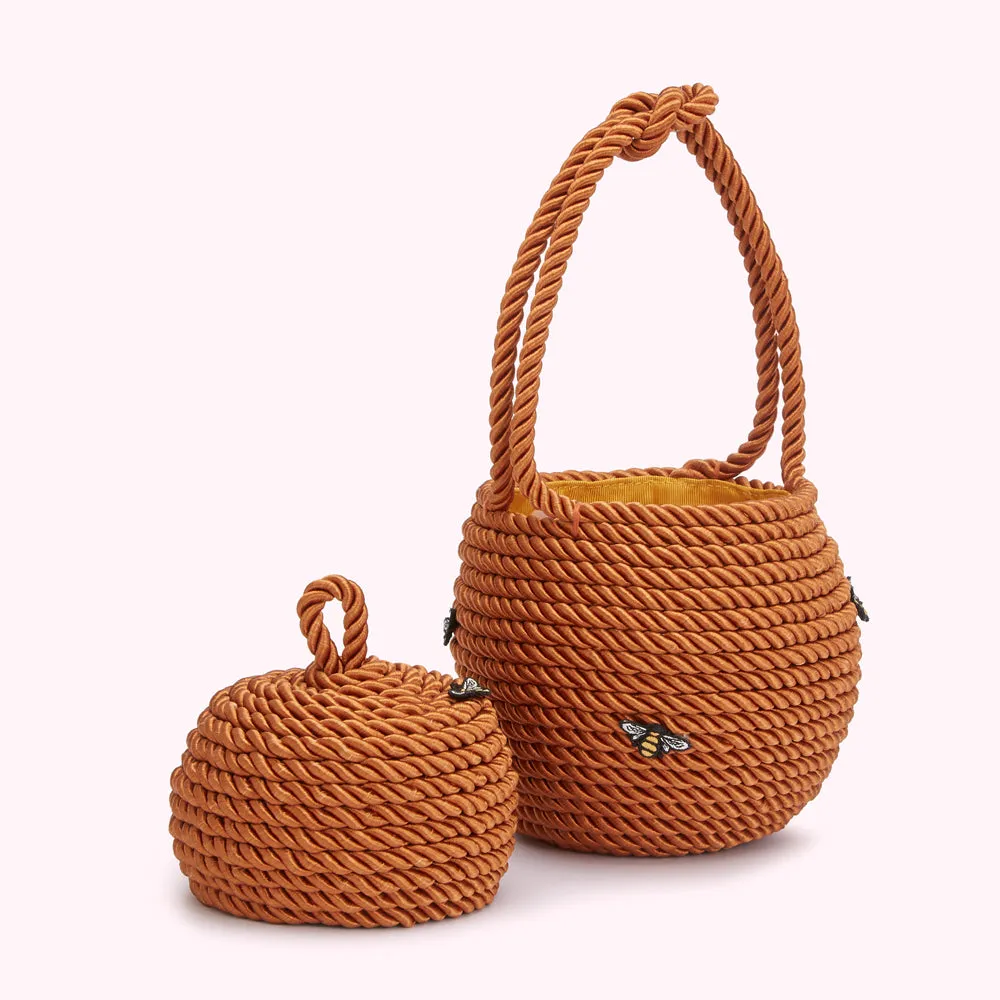 TAN QUEEN BEE BASKET BAG