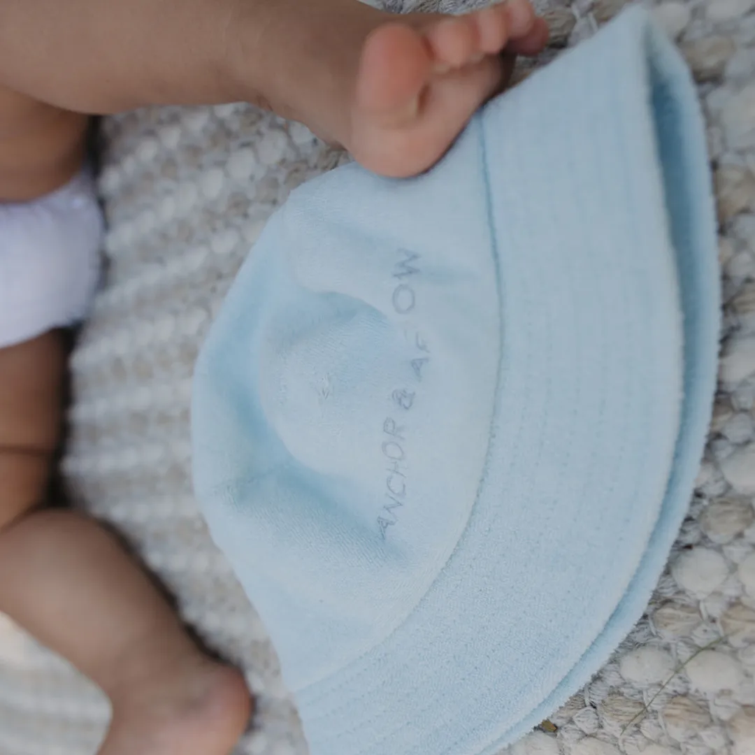 Terry Towelling Bucket Hat - Sky Blue