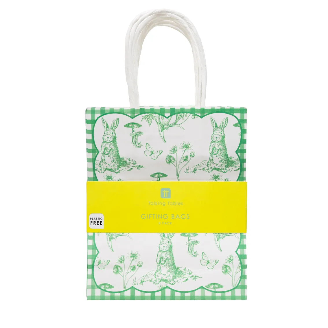 Toile de Jouy Green Paper Gift Bags - 8 Pack