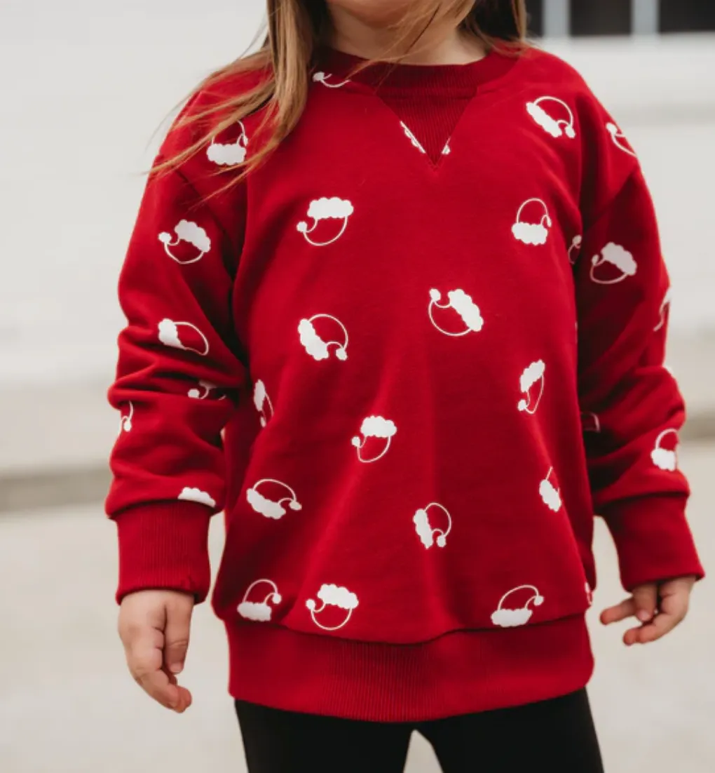 Trilogy Design Co - Santa Hats Sweatshirt in Red