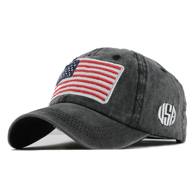 USA Flag Embroidered Patched Baseball Cap