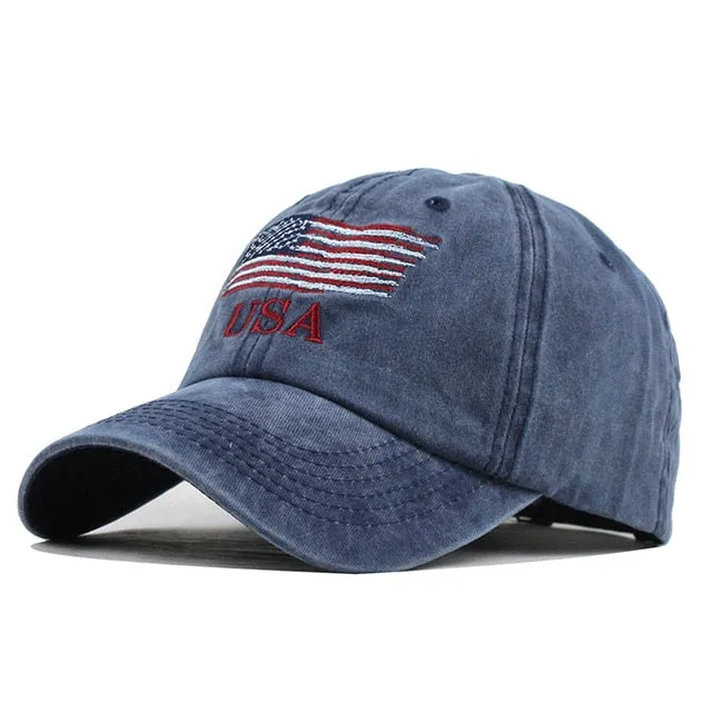 USA Flag Embroidered Snapback Baseball Cap