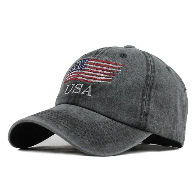 USA Flag Embroidered Snapback Baseball Cap