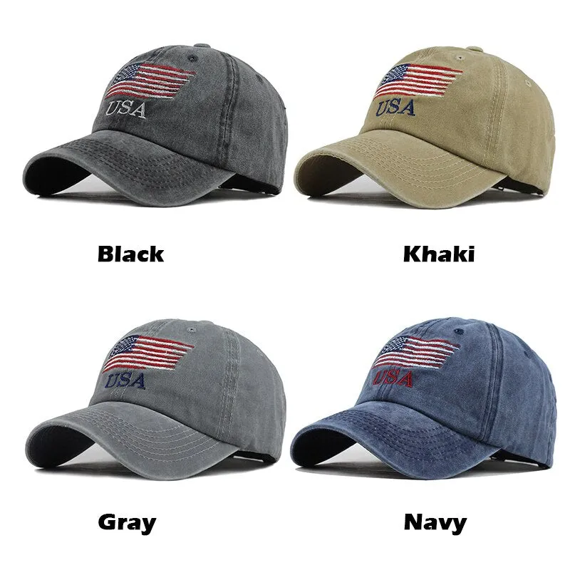 USA Flag Embroidered Snapback Baseball Cap