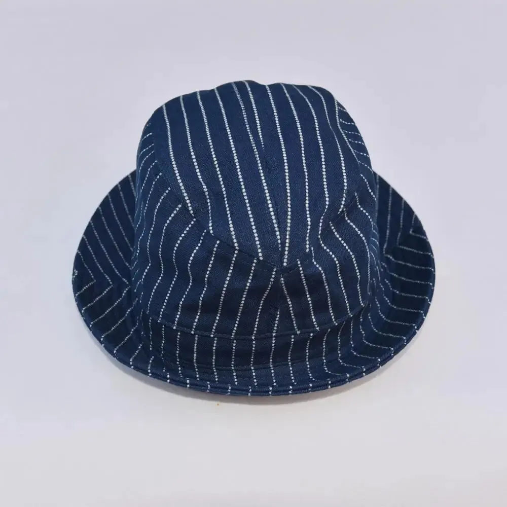 Vintage Wabash Stripes Indigo Bucket Hats Workwear Railroad Caps