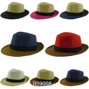 Wholesale Summer Straw Fedora Hats Unisex H59008