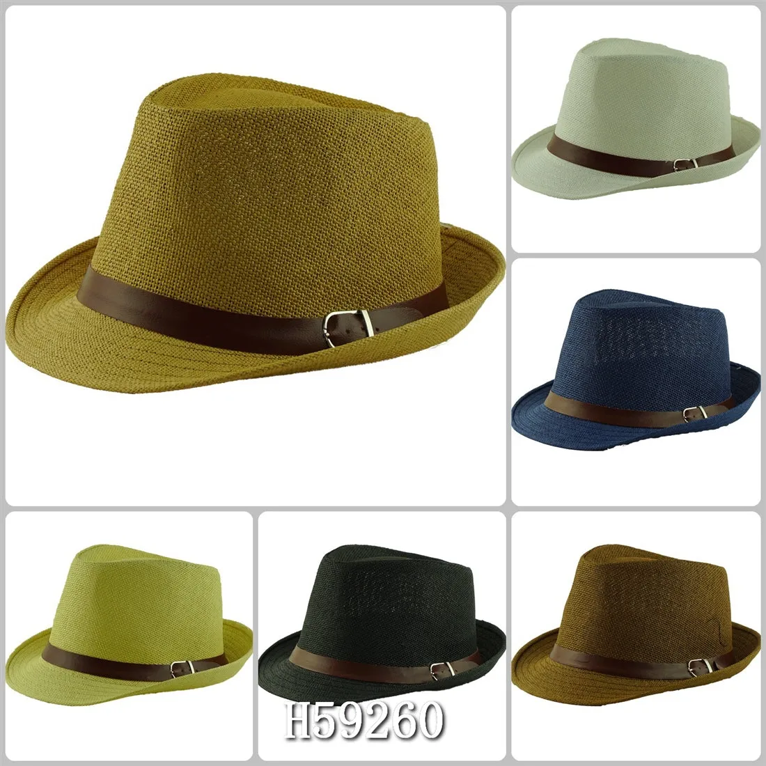 Wholesale Summer Sun Straw Fedora Hats H59260