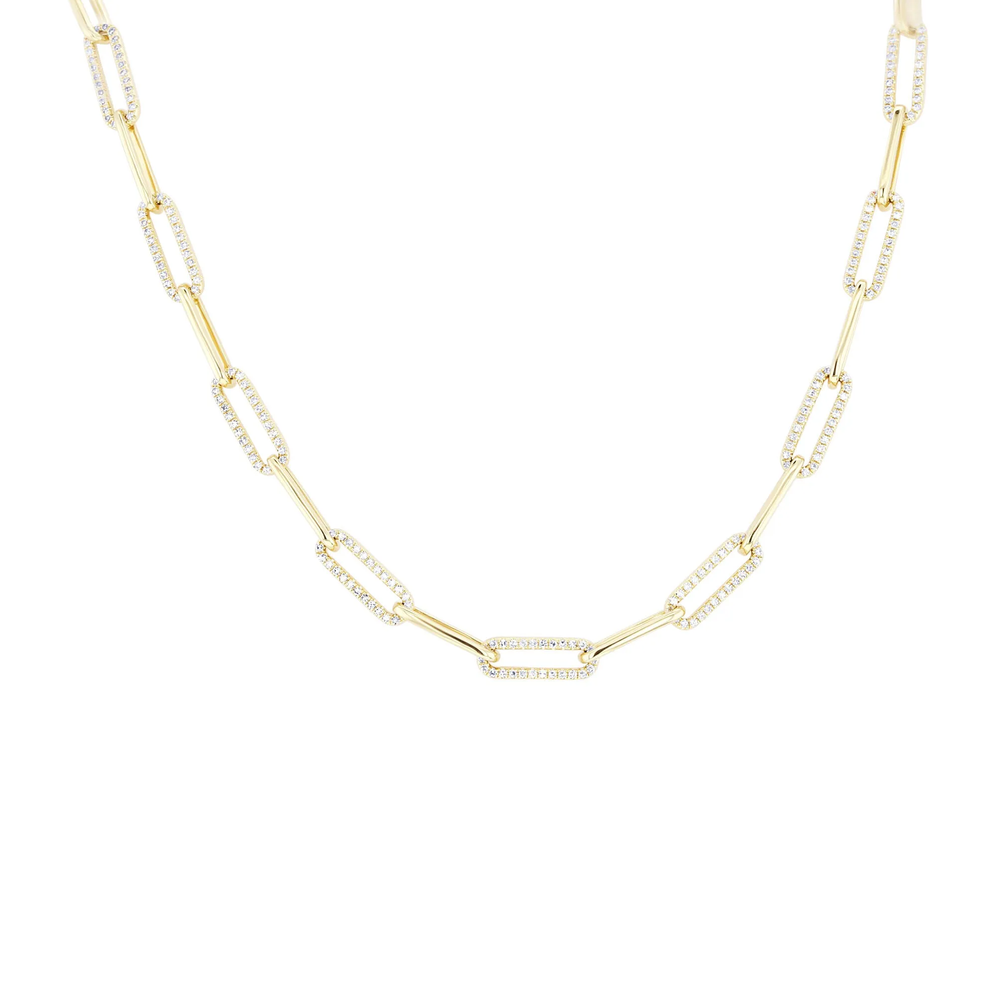 Yara Diamond Paper Clip Chain Necklace